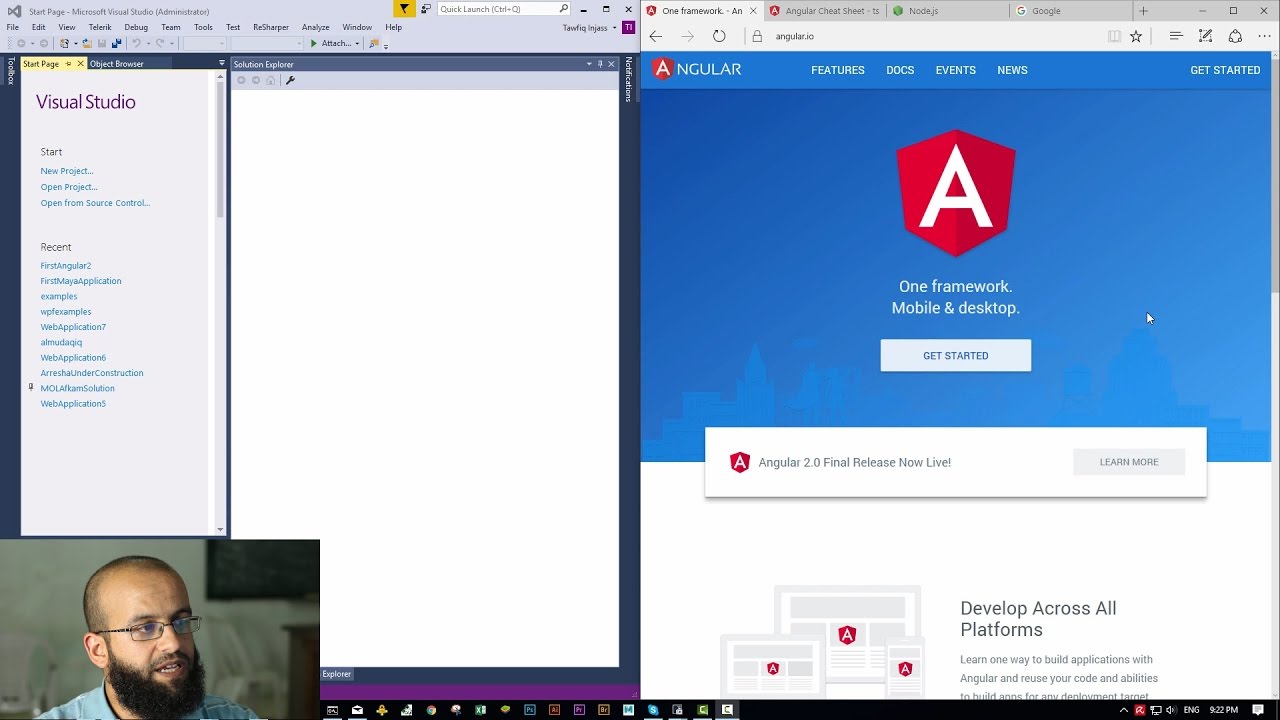 First Angular 2 application in Visual Studio - Arabic