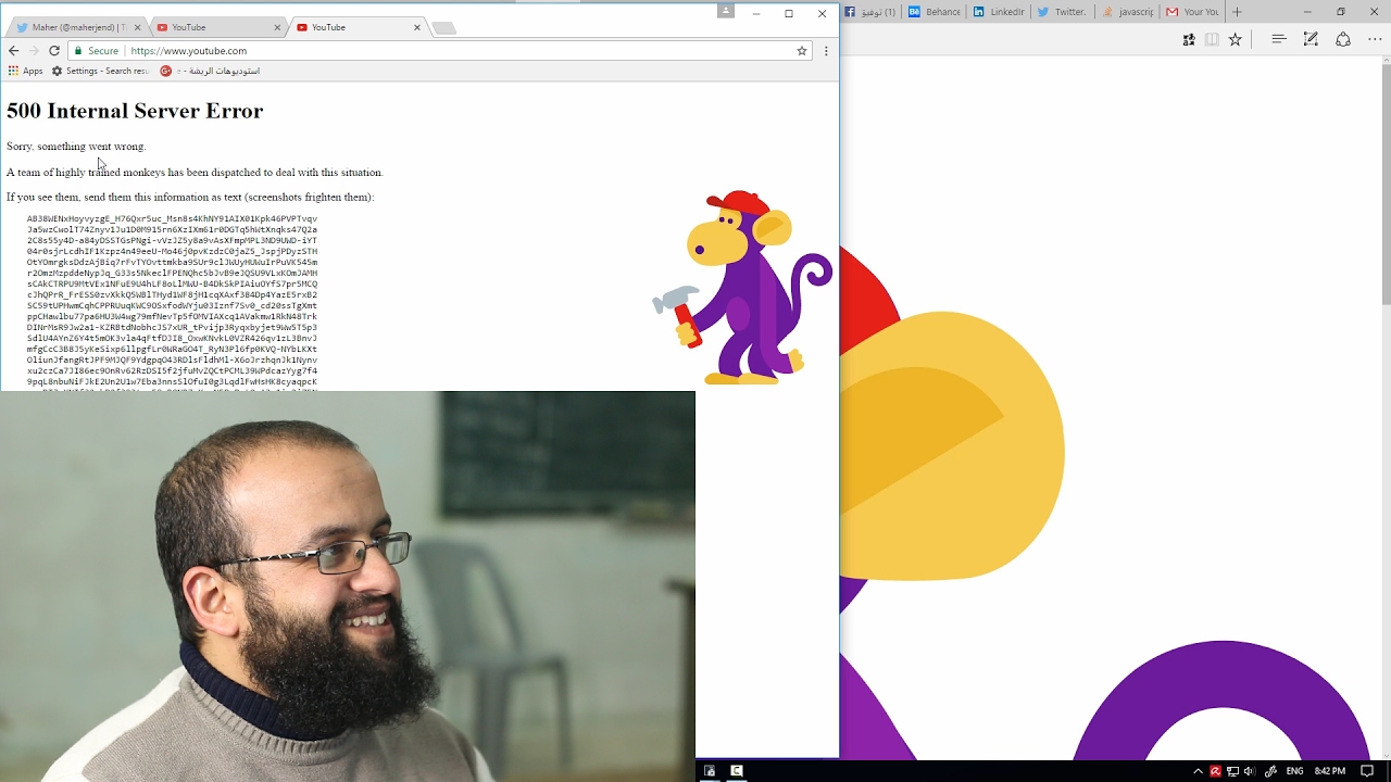 اليوتيوب كان متوقفا عن العمل هكذا يكون الشكل youtube was down, see how it looks